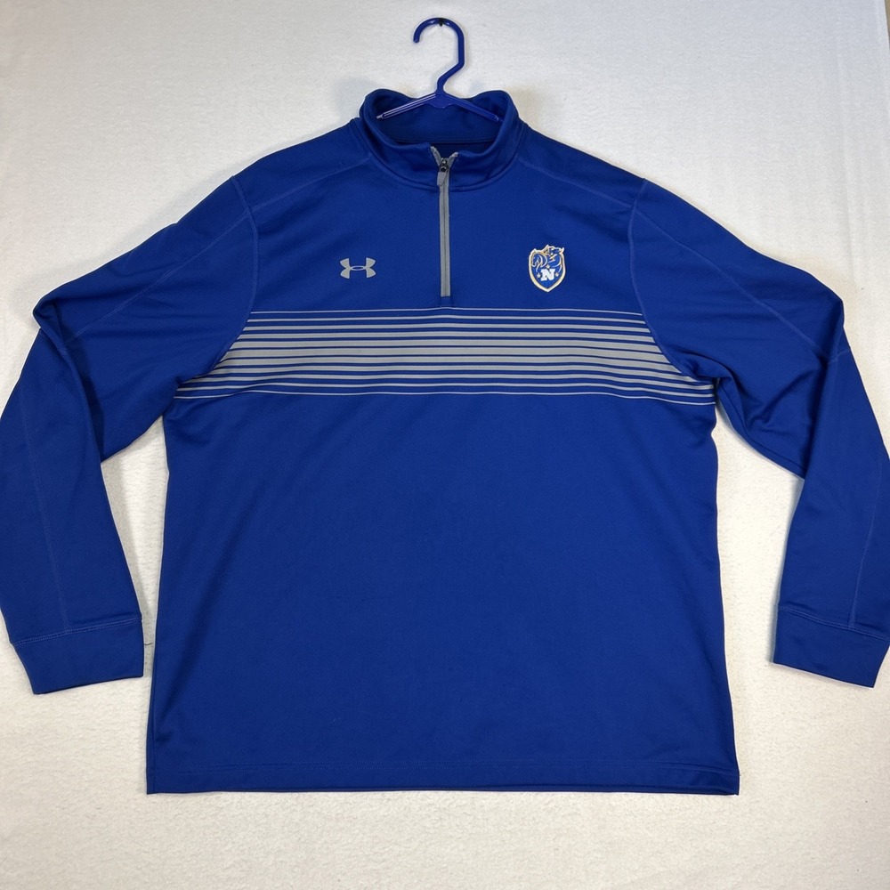 Under Armour Mens XL Blue Qualifier Novelty 1/4 Zip Mock Track Jacket Pullover